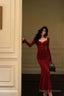 Classy Sheath Sweetheart Red Ruffles Velvet Prom Dresses Birthday Outfits Evening Gown