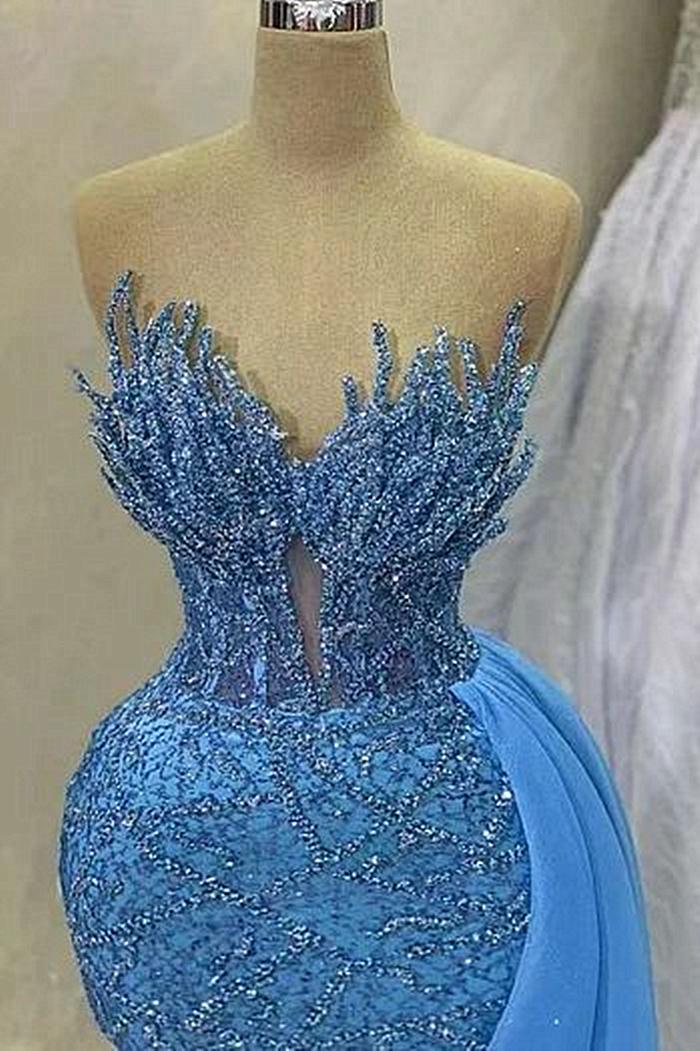 Classy Sweetheart Blue Dusty Mermaid Floor Length Sleeveless Prom Dresses Secondary image