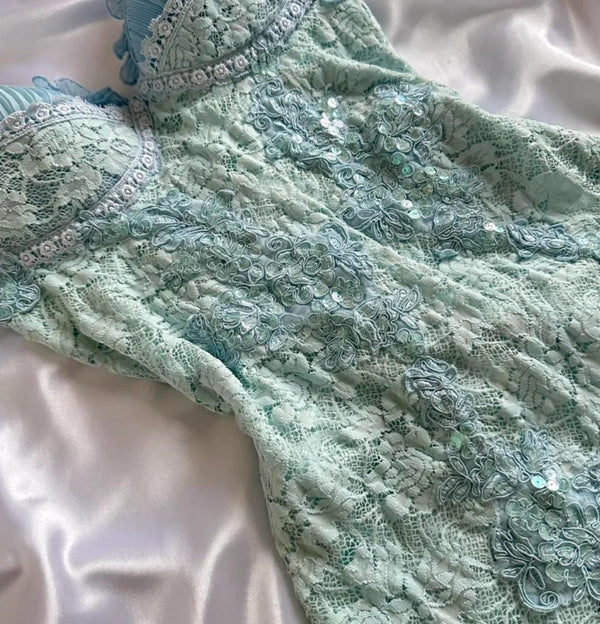 Classy Tiffany Blue Lace Appliques Short Birthday Outfits Homecoming Dresses Spaghetti Strap Cocktail Dresses
