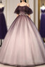Coffee One Shoulder Tulle Long Prom Gowns, Coffee Tulle Formal Dress