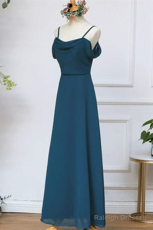Cold Shoulder Ink Blue Chiffon Bridesmaid Dresses
