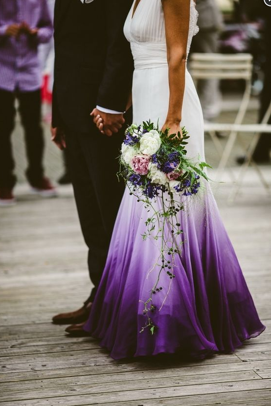 Colored Wedding Dress Purple And White Wedding Dresses Ombre Wedding Dresses Prom Dresses