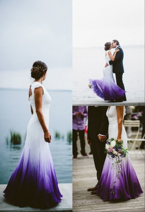 Colored Wedding Dress Purple And White Wedding Dresses Ombre Wedding Dresses Prom Dresses