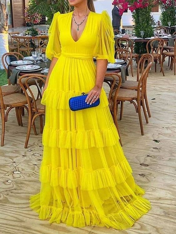 Colourful Long Floor Length Evening Prom Dress