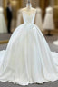 Come In a Wide Variety Of On-Trend Styles, White Ball Gowns Satin Sweetheart Pleats Wedding Dress With Train