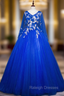 Come In All Styles And Colors Royal Blue Ball Gown Tulle V-neck Appliques Quinceanera Dress