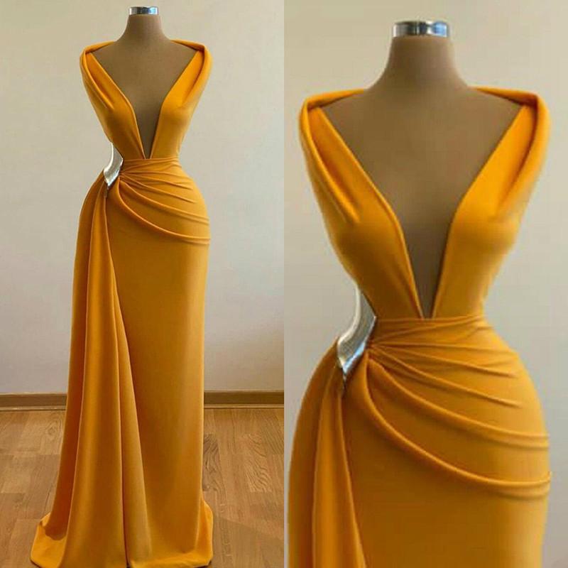 Mermaid Prom Dress Deep Neck Satin Prom Dresses Cheap Sweep Cocktail Dresses Secondary image