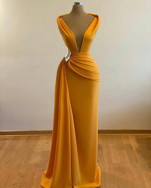 Mermaid Prom Dress Deep Neck Satin Prom Dresses Cheap Sweep Cocktail Dresses Main image