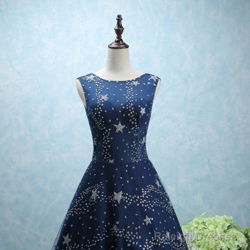 Constellation Style Tulle Navy Starry Prom Dresses