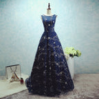 Constellation Style Tulle Navy Starry Prom Dresses