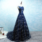 Constellation Style Tulle Navy Starry Prom Dress