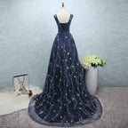 Constellation Style Tulle Navy Starry Prom Dress