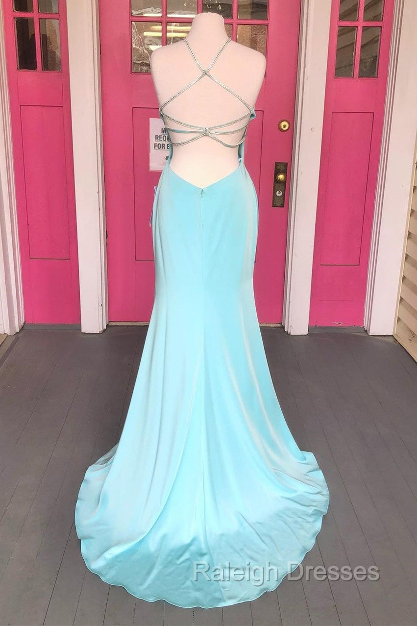 Criss Cross Straps Pool Blue Long Formal Dress Secondary image