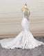 Crystal Beaded Mermaid Lace Wedding Dresses Cap Sleeves