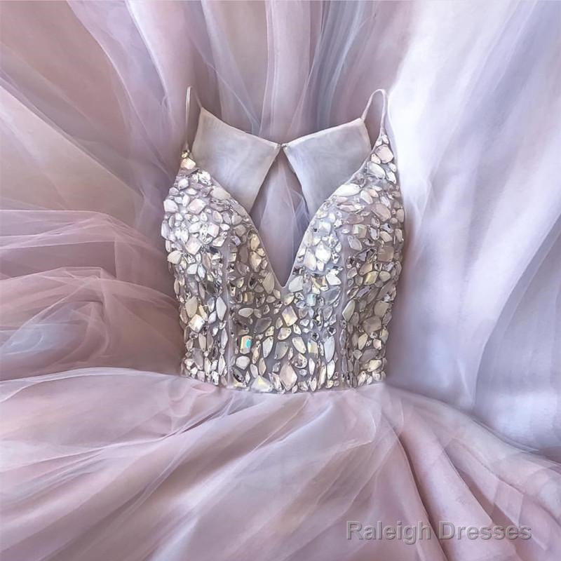 Crystal Beaded V Neck Organza Layered Wedding Dress Ball Gown Main image