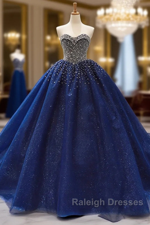 Crystals Sequined Navy Blue Quinceanera Dress Ball Gown Wedding Dress Main image