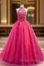 Crystals Sweet 16 Dress Ball Gowns Halter Tulle Quinceanera Gown Dresses