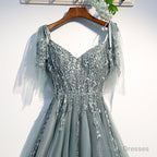 Custom Beautiful Tulle Lace Beaded Tea Length Straps A-Line Prom Dresses New Style Junior Prom Dress