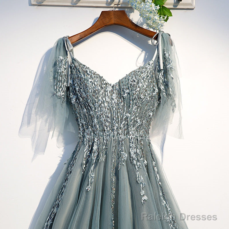 Custom Beautiful Tulle Lace Beaded Tea Length Straps A-Line Prom Dresses New Style Junior Prom Dress
