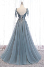 Custom Beautiful Tulle Lace Beaded Tea Length Straps A-Line Prom Dresses New Style Junior Prom Dress