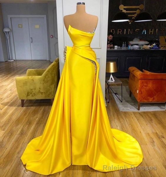 Custom Evening Prom Dresses Sexy Yellow Prom Dresses