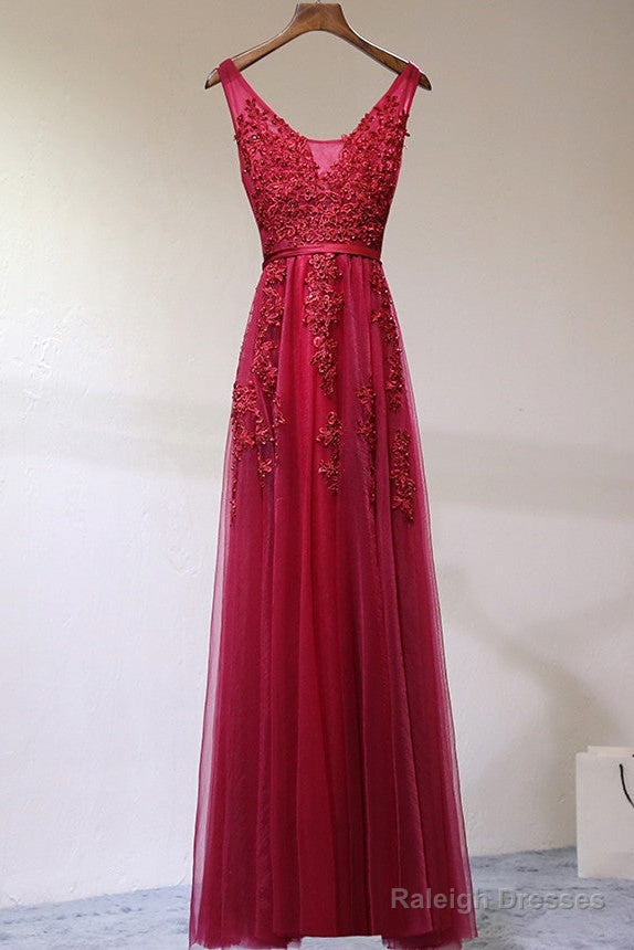 Custom Made A-Line Gray/Navy Blue/Burgundy Lace Prom Dress Bridesmaid Dress Lace Graduation Dress