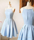 Custom Made A-Line Light Blue Short Prom Dresses Short Blue Homecoming Dresses Prom Dresses