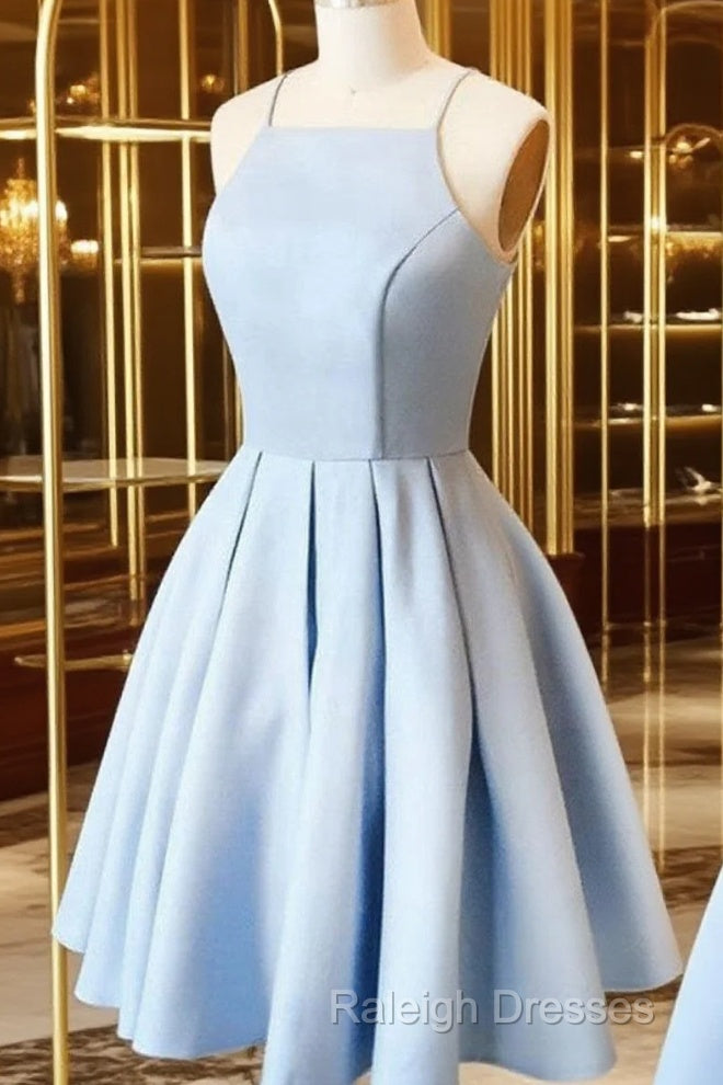 Custom Made A Line Light Blue Short Prom Dress, Short Blue Homecoming Dress, Formal Dress Main image