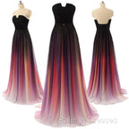 Custom Made Backless Ombre Chiffon Long Prom Dresses Ombre Bridesmaid Dress Prom Dress