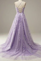 Custom Made  Lace Lilac Prom Dresses Violet Purple Long Evening Dress