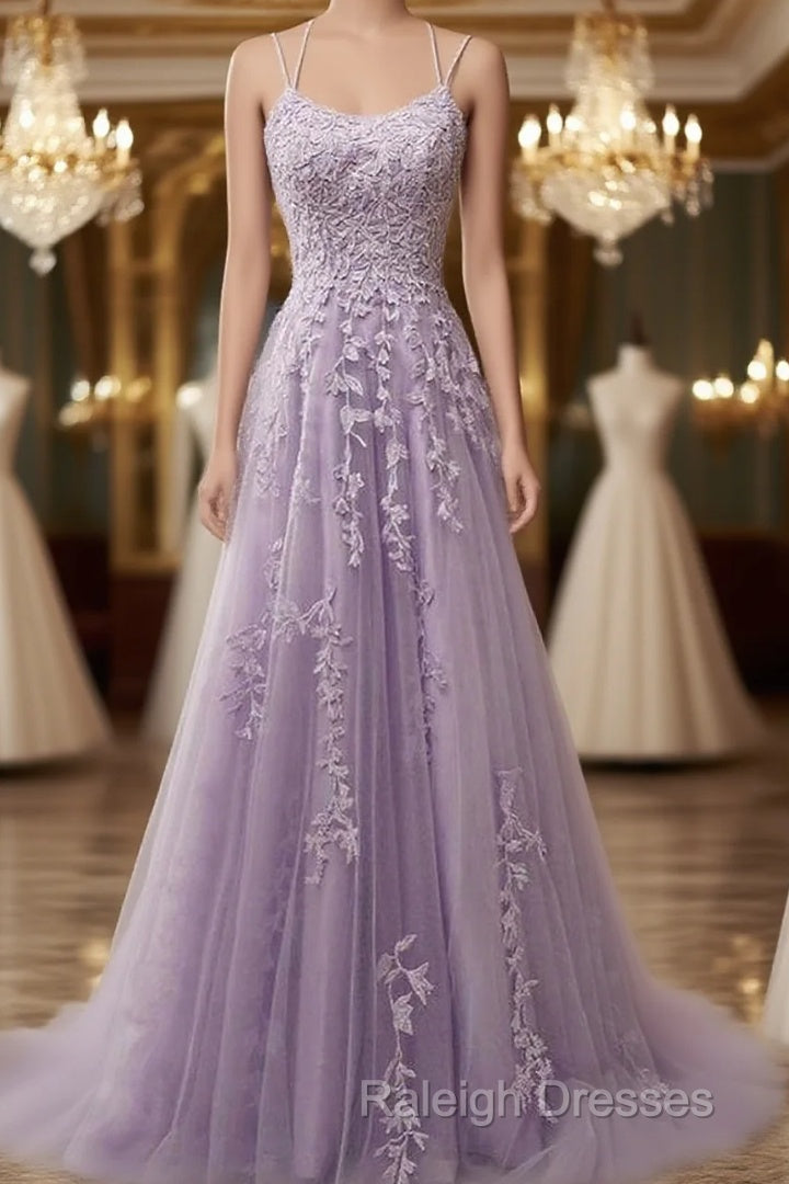 Custom Made  Lace Lilac Prom Dresses Violet Purple Long Evening Dress Main image