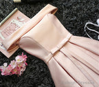 Custom Made Light Pink Off Shoulder Prom Dresses, Short Graduation Dresses, Pink Homecoming Dresses