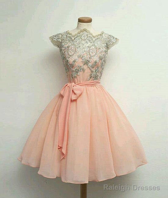 Custom Made Pink Lace Short Prom Dress, Homecoming Dress Main image