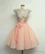 Custom Made Pink Lace Short Prom Dresses Homecoming Dresses