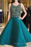 Custom Made Round Neck Sequin Short Green Prom Dresses Homecoming Dresses