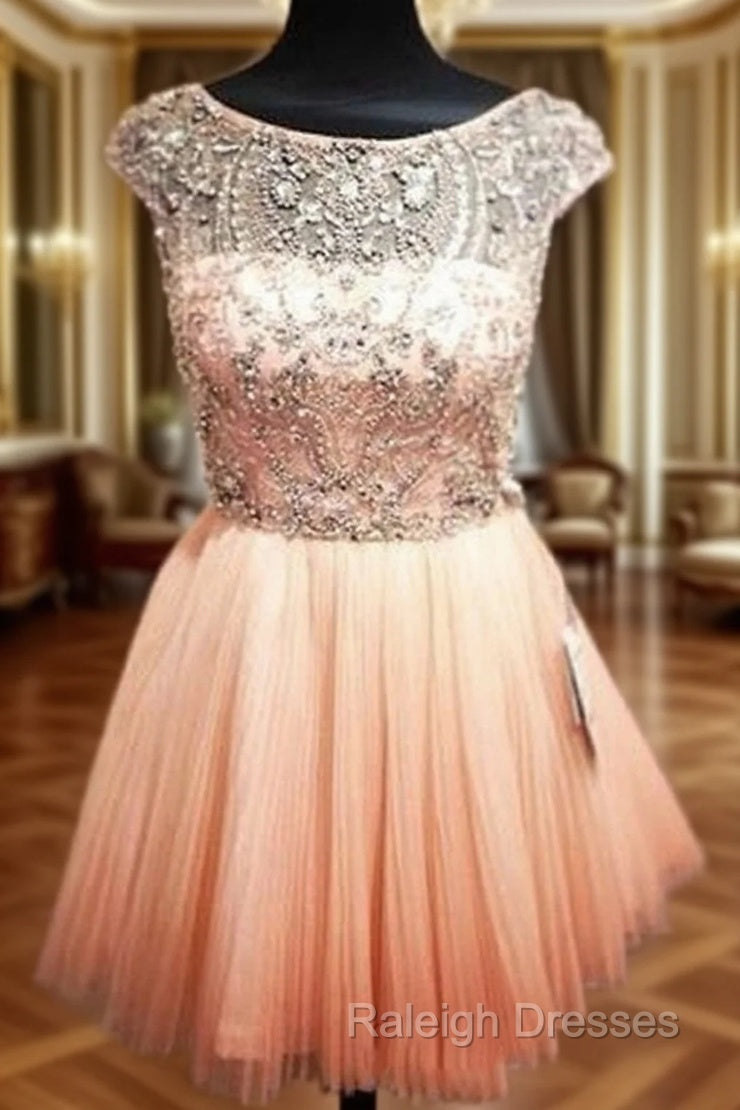 Custom Made Round Neck Pink Short Prom Dress, Short Graduation Dress, Short Homecoming Dress Main image