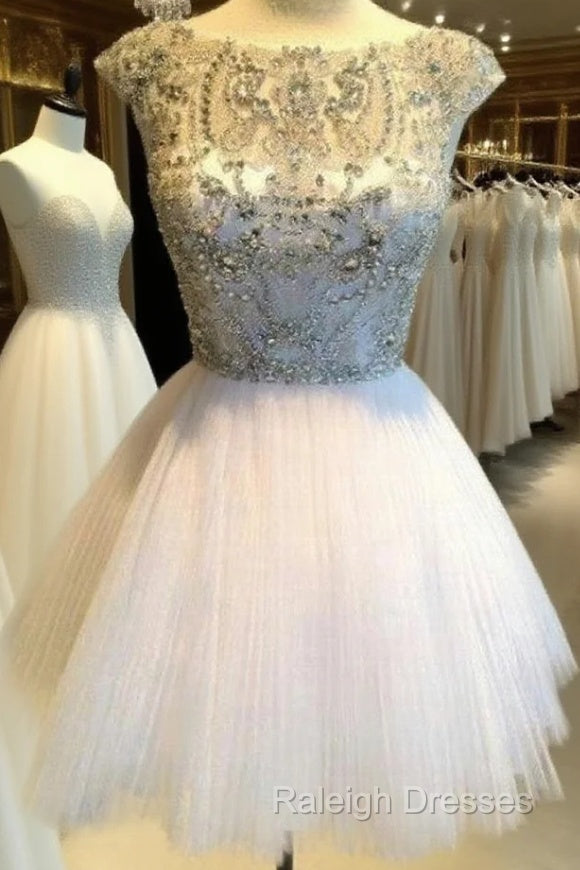 Custom Made Round Neck Ivory Short Prom Dress, Short Homecoming/Graduation Dress Main image