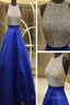 Custom Made Royal Blue Round Neck Sleeveless Prom Dresses, Blue Formal Dresses