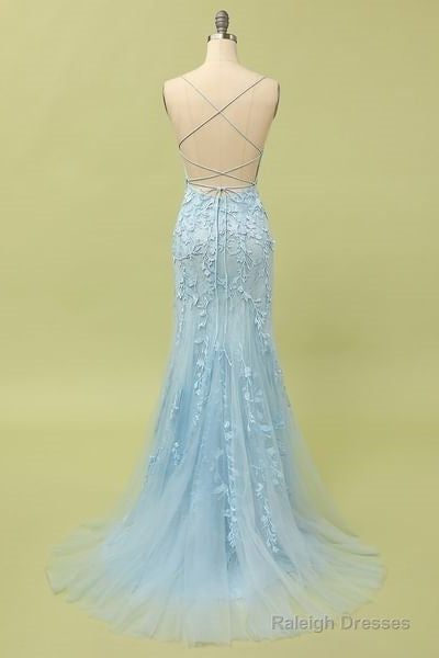 Custom Made Spaghetti Straps Long Lace Mermaid Prom Dress