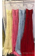 Custom Made Spaghetti Straps Long Lace Mermaid Prom Dress