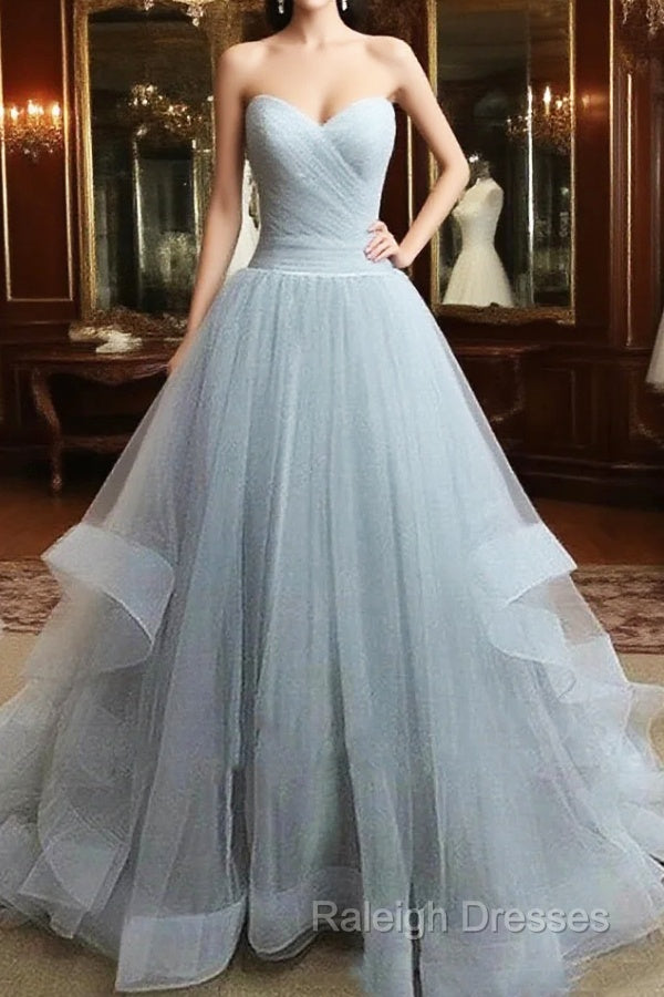Custom Made Sweetheart Neck Floor Length Light Grey Prom Dress, Prom Gown, Formal Dress Main image