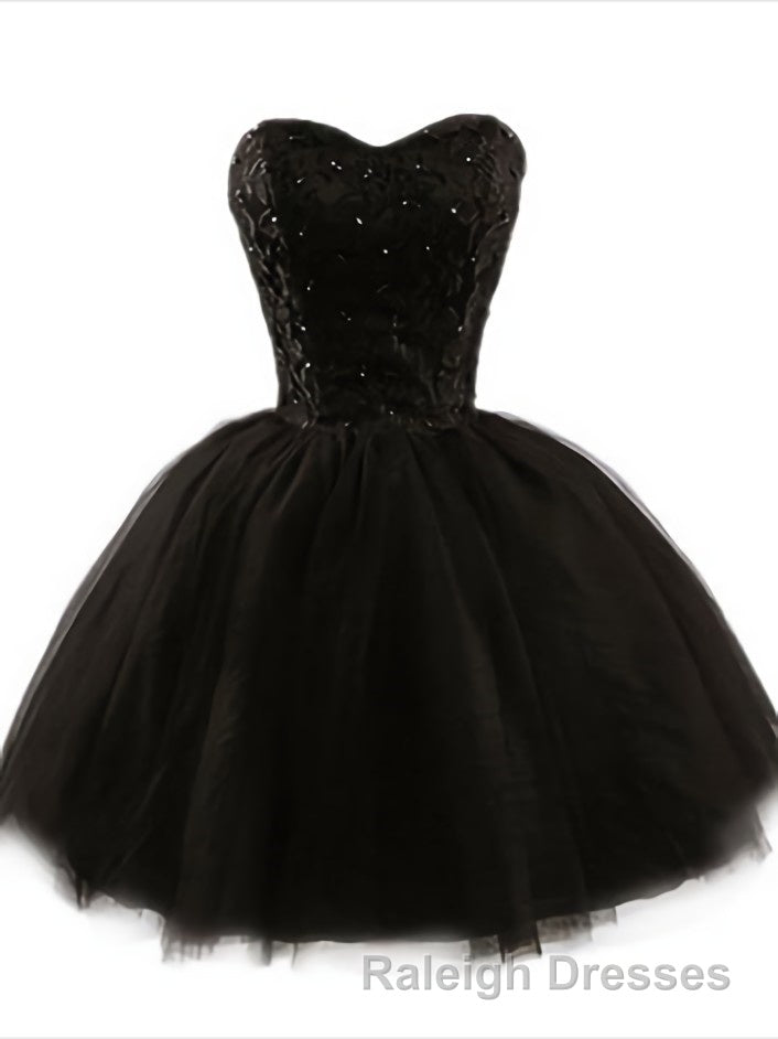 Sweetheart Short Black Lace Prom Dress, Black Lace Graduation / Homecoming Dress Main image
