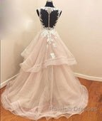 Custom Made Tulle Lace Long Prom Gown Lace Evning Dresses