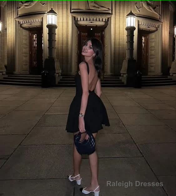 cute a line black straps homecoming dress 18th birthday outfits Secondary image