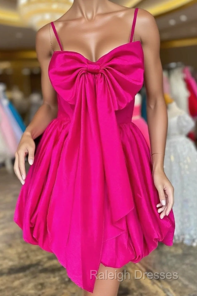 Cute A-Line Fuchsia Bow  Short Homecoming Dress Main image