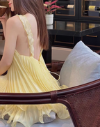 Cute A-Line Halter Baby Blue Pleated Chiffon Short Homecoming Dresses Birthday Dresses