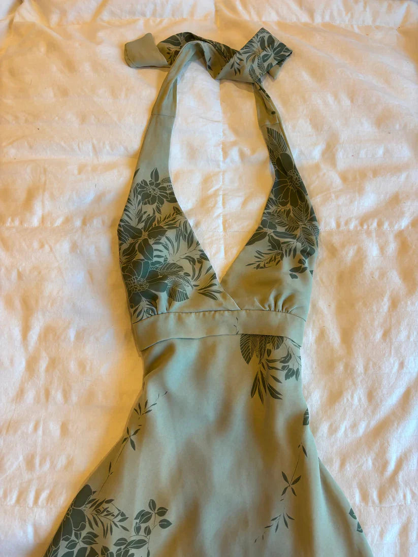 Cute A-Line Halter Green Short Chiffon Homecoming Dress Cocktail Dresses