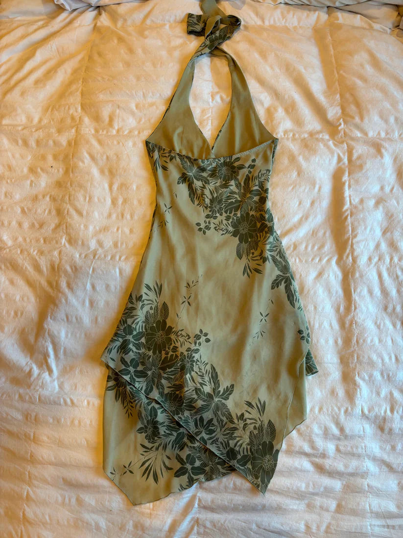 Cute A-Line Halter Green Short Chiffon Homecoming Dress Cocktail Dresses
