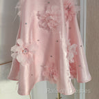 Cute A Line Halter Pink Travel Vacation Dresses Short Satin Birthday Dress