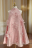 Cute A Line Halter Pink Travel Vacation Dresses Short Satin Birthday Dress
